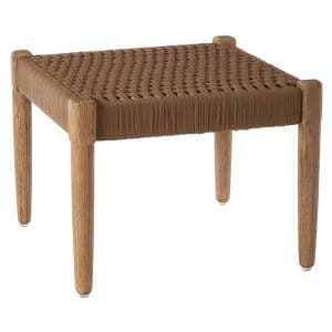 Okala Woven Latte Cotton Rope Footstool In Natural - UK