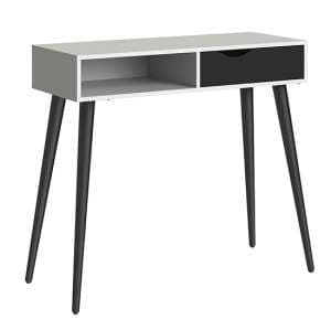 Oklo 1 Drawer 1 Shelf Console Table In White And Matt Black - UK