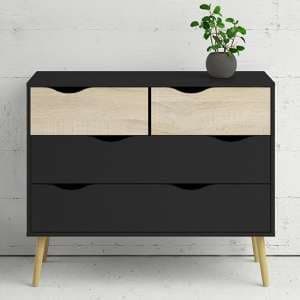 Oklo Wooden Chest Of 4 Drawers In Black And Oak - UK