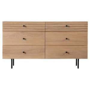 Okonma Wooden Chest Of 6 Drawers With Metal Legs In Oak - UK