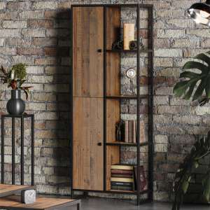 Olbia Wooden Bookcase Large Tall With 2 Doors In Oak - UK