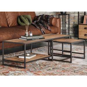 Olbia Wooden Coffee Table With Removeable Side Table In Oak - UK