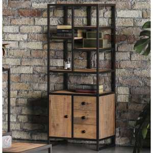 Olbia Wooden Modular Bookcase Tall Open 1 Door 3 Drawers In Oak - UK