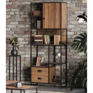 Olbia Wooden Open Bookcase Large Tall In Oak - UK