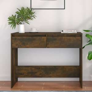 Olenna Wooden Console Table With 2 Drawers In Smoked Oak - UK