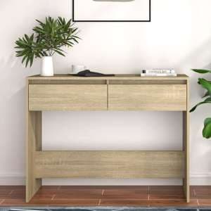 Olenna Wooden Console Table With 2 Drawers In Sonoma Oak - UK