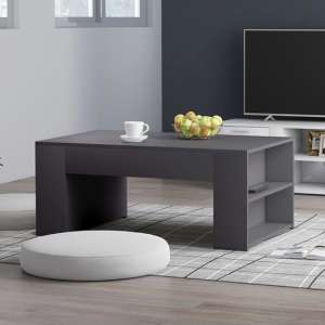 Olicia Wooden Coffee Table With Shelves In Grey