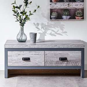 Balcombe Coffee Table In Grey With 2 Drawers