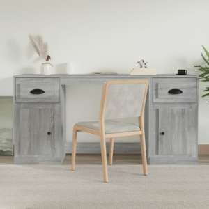 Oliver Computer Desk With 2 Doors 2 Drawers In Grey Sonoma Oak