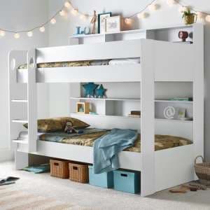 Ocala Solid Rubberwood Storage Bunk Bed In White - UK