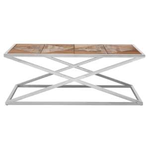 Oliver Wooden Coffee Table With Stainless Steel Frame In Natural - UK