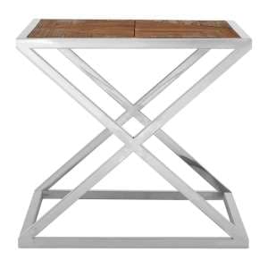 Oliver Wooden Side Table With Stainless Steel Frame In Natural - UK