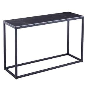 Olivia Sintered Stone Console Table In Mooney Black