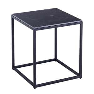 Olivia Sintered Stone End Table In Mooney Black