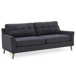 Olton Fabric 3 Seater Sofa With Wooden Legs In Charcoal - UK