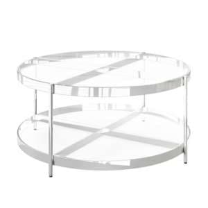 Ongar Glass Coffee Table With Stainless Steel Base - UK