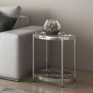 Ongar Glass Side Table With Stainless Steel Base - UK