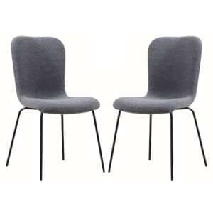 Ontario Dark Grey Fabric Dining Chairs With Black Frame In Pair - UK