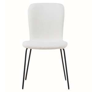 Ontario Fabric Dining Chair In Ivory With Black Metal Frame - UK