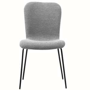 Ontario Fabric Dining Chair In Light Grey With Black Metal Frame - UK