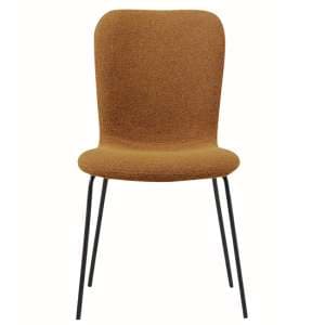 Ontario Fabric Dining Chair In Tan With Black Metal Frame - UK