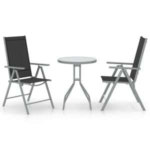 Ontario Glass And Textilene 3 Piece Bistro Set In Silver - UK