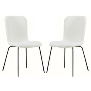 Ontario Ivory Fabric Dining Chairs With Black Frame In Pair - UK