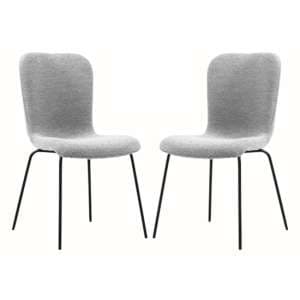 Ontario Light Grey Fabric Dining Chairs With Black Frame In Pair - UK