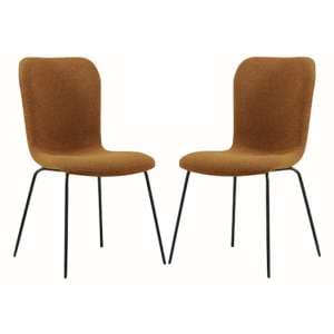 Ontario Tan Fabric Dining Chairs With Black Frame In Pair - UK