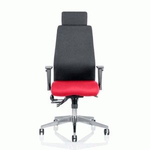 Onyx Black Back Headrest Office Chair With Bergamot Cherry Seat - UK
