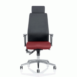 Onyx Black Back Headrest Office Chair With Ginseng Chilli Seat - UK
