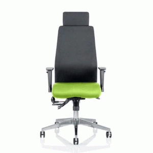 Onyx Black Back Headrest Office Chair With Myrrh Green Seat - UK