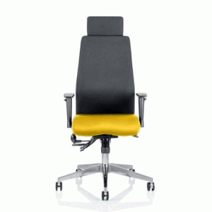 Onyx Black Back Headrest Office Chair With Senna Yellow Seat - UK