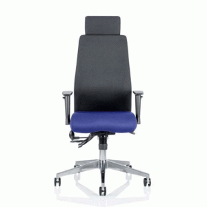 Onyx Black Back Headrest Office Chair With Stevia Blue Seat - UK