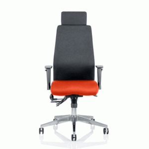 Onyx Black Back Headrest Office Chair With Tabasco Red Seat - UK