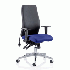 Onyx Black Back Office Chair With Stevia Blue Seat - UK