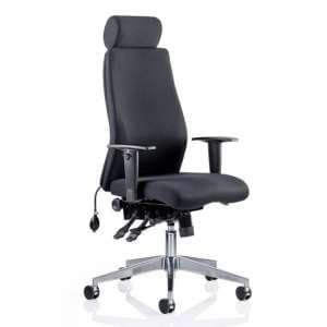 Onyx Ergo Fabric Headrest Office Chair In Black With Arms - UK