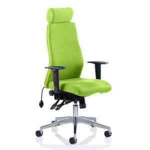 Onyx Headrest Office Chair In Myrrh Green With Arms - UK