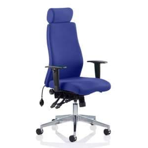 Onyx Headrest Office Chair In Stevia Blue With Arms - UK