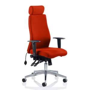 Onyx Headrest Office Chair In Tabasco Red With Arms - UK
