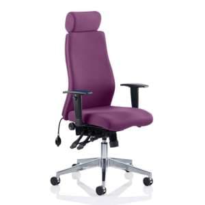 Onyx Headrest Office Chair In Tansy Purple With Arms - UK
