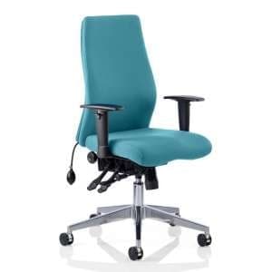Onyx Office Chair In Maringa Teal With Arms - UK