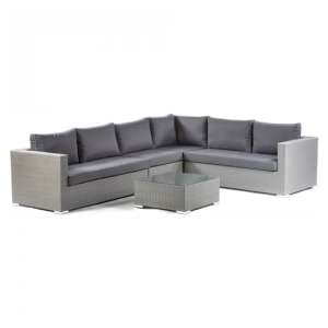 Onyx Rattan Corner Sofa Large And Glass Top Coffee Table - UK