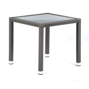 Onyx Outdoor Rattan Dining Table Square In Grey With Glass Top - UK