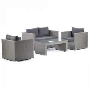 Onyx Outdoor Rattan Lounge Set And Glass Top Coffee Table - UK