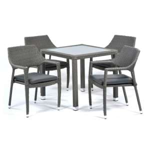 Onyx Outdoor Rattan Square Dining Table And 4 Armchairs - UK