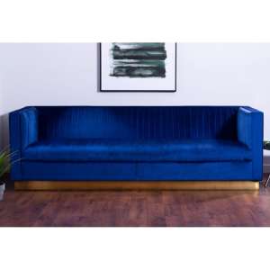 Opals Upholstered 3 Seater Velvet Sofa In Deep Blue - UK