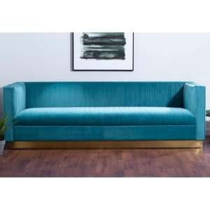 Opals Upholstered 3 Seater Velvet Sofa In Light Blue - UK
