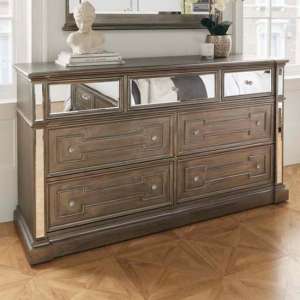 Opel Mirrored Wooden Chest Of 7 Drawers In Grey