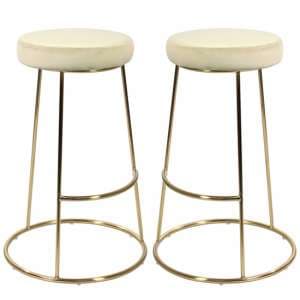 Operon Champagne Velvet Bar Stools With Gold Frame In Pair